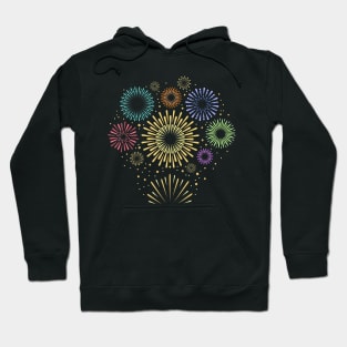 Gold festive fireworks. Holiday pyrotechnics firecracker Hoodie